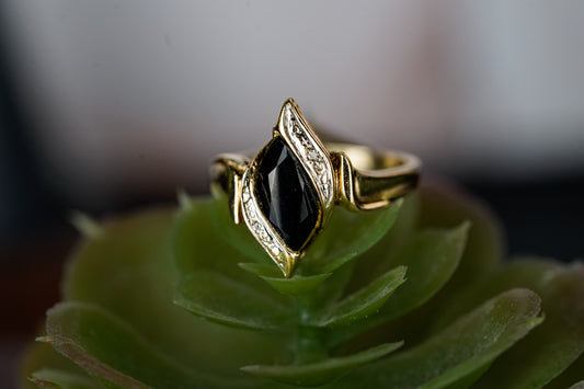 10k Ring Diamond & Onyx